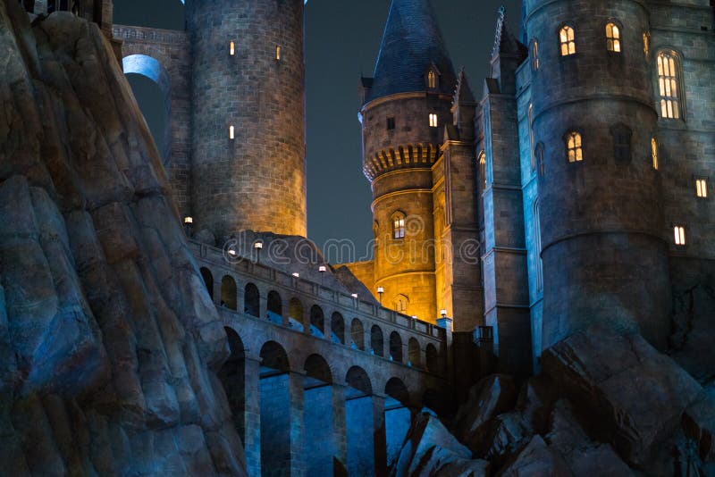 Конец сцены ночи вверх замка Hogwarts