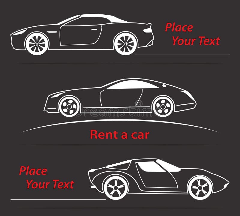 Конспект ренты автомобиля выравнивает вектор Комплект также вектор иллюстрации притяжки corel