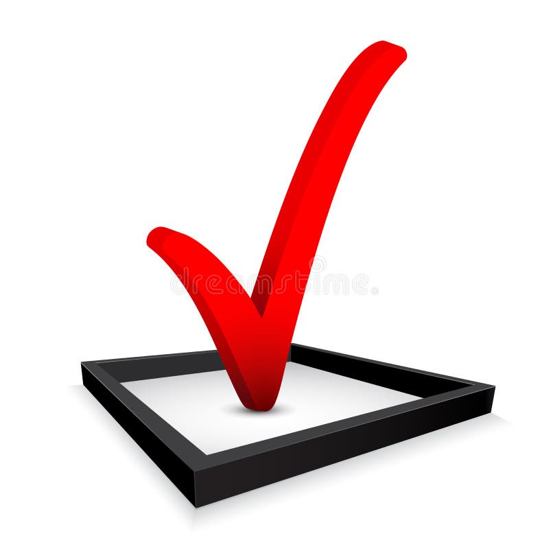 Red check mark in option box. Vector illustration. Red check mark in option box. Vector illustration
