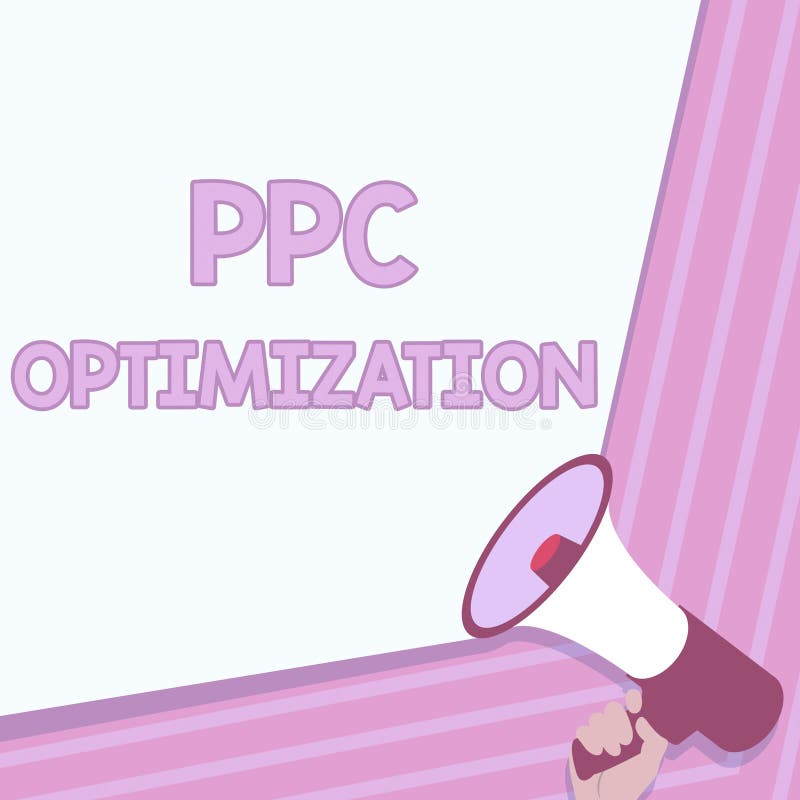 концептуальная оптимизация ppc. слово, написанное об усовершенствовании платформы поисковой системы для оплаты за щелчок иллюстрация штока