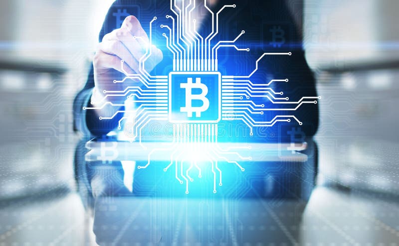 Концепции cryptocurrency технологии fintech роста bitcoin финансовой цифровые деньги. Концепция торговли и инвестиций. иллюстрация вектора