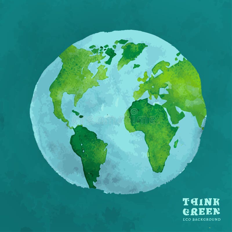 Концепция eco акварели 01 глобуса иллюстрация штока Концепция eco акварели 01 глобуса иллюстрация штока