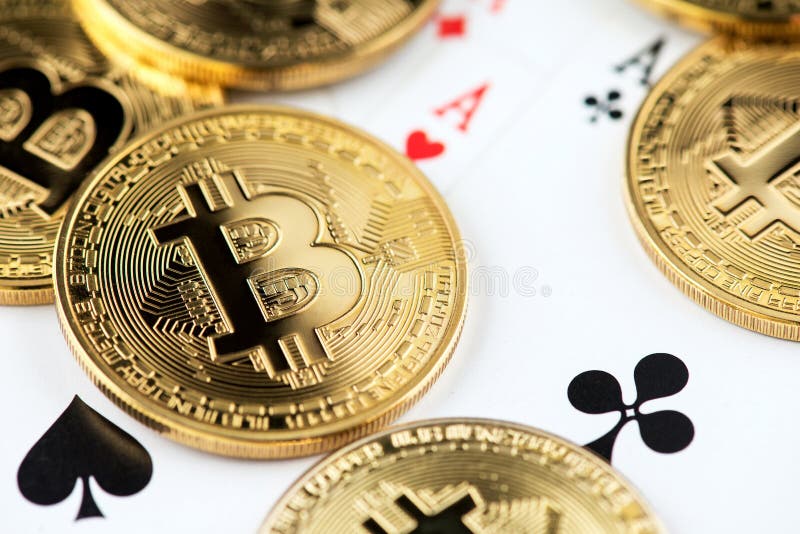 Концепция азартных игр Bitcoin Cryptocurrency стоковое изображение Концепция азартных игр Bitcoin Cryptocurrency стоковое изображение