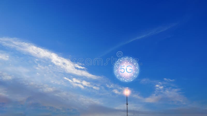 Концепция будущей технологии беспроводной сети 5G, которая будет контролировать все через электронные устройства или иметь коротк стоковые изображения
