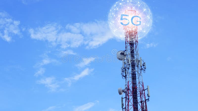 Концепция будущей технологии беспроводной сети 5G, которая будет контролировать все через электронные устройства или иметь коротк стоковые изображения