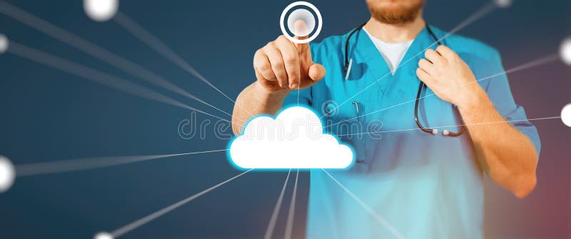 Концепция глобальной медицины и здравоохранения Врач-врач работает с современным компьютерным интерфейсом как концепция стоковое фото rf