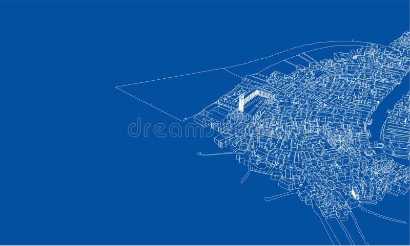 Концепция города плана. Стиль wireframe иллюстрация вектора