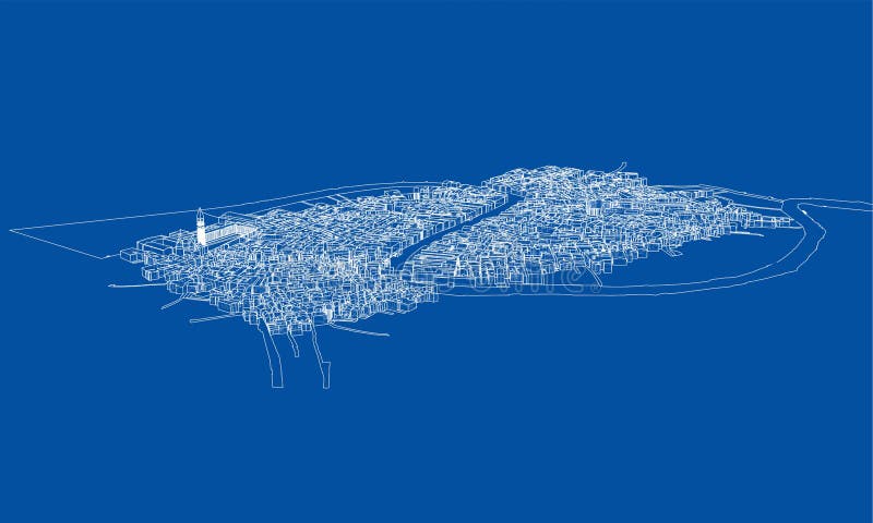 Концепция города плана. Стиль wireframe иллюстрация штока