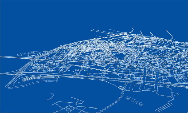 Концепция города плана. Стиль wireframe бесплатная иллюстрация
