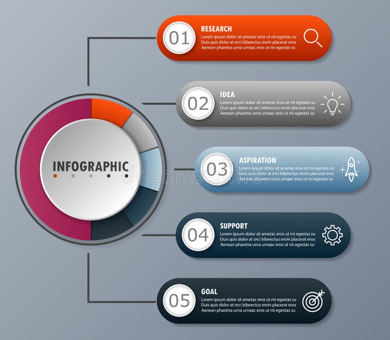 Концепция дела плана значков маркетинга дизайна Infographic с 5 вариантами иллюстрация штока Концепция дела плана значков маркетинга дизайна Infographic с 5 вариантами иллюстрация штока