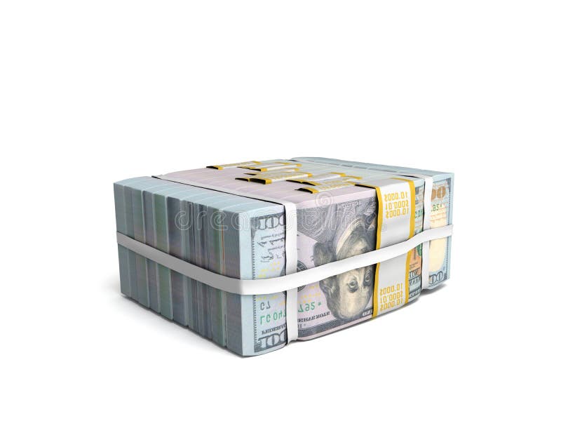 концепция денег Deposite большой стог наличных денег долларовых банкнот с Bo иллюстрация штока
