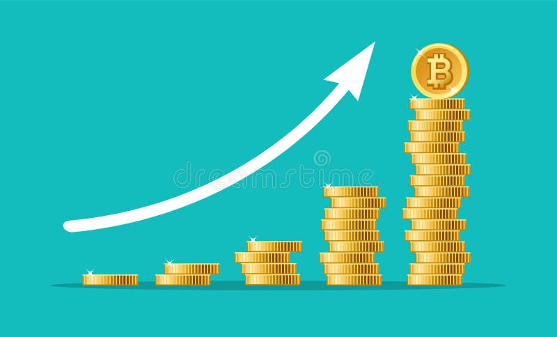 концепция диаграммы роста биткойна иллюстрация вектора