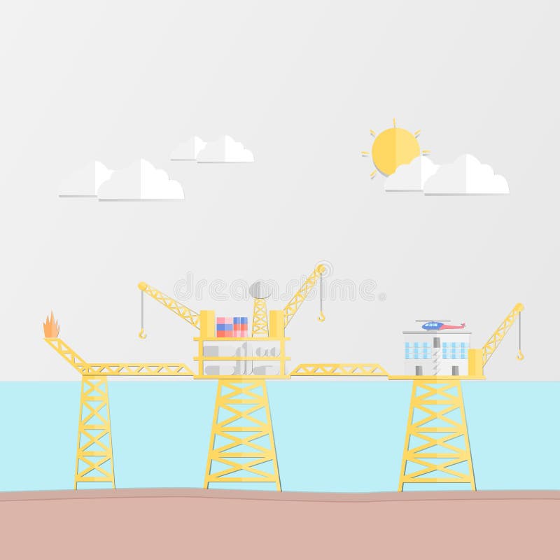 Концепция нефтедобывающей промышленности с платформой продукции нефти и газ, livin иллюстрация вектора Концепция нефтедобывающей промышленности с платформой продукции нефти и газ, livin иллюстрация вектора