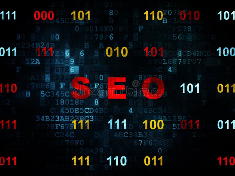 Концепция развития сети: SEO на предпосылке цифров иллюстрация вектора