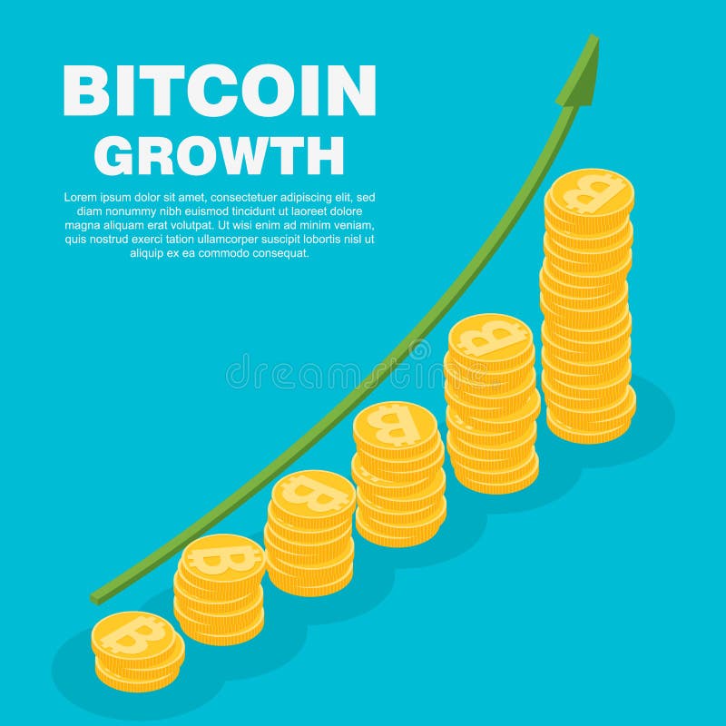 Концепция роста Bitcoin Cryptocurrency равновеликой иллюстрации вектора цифровое иллюстрация вектора