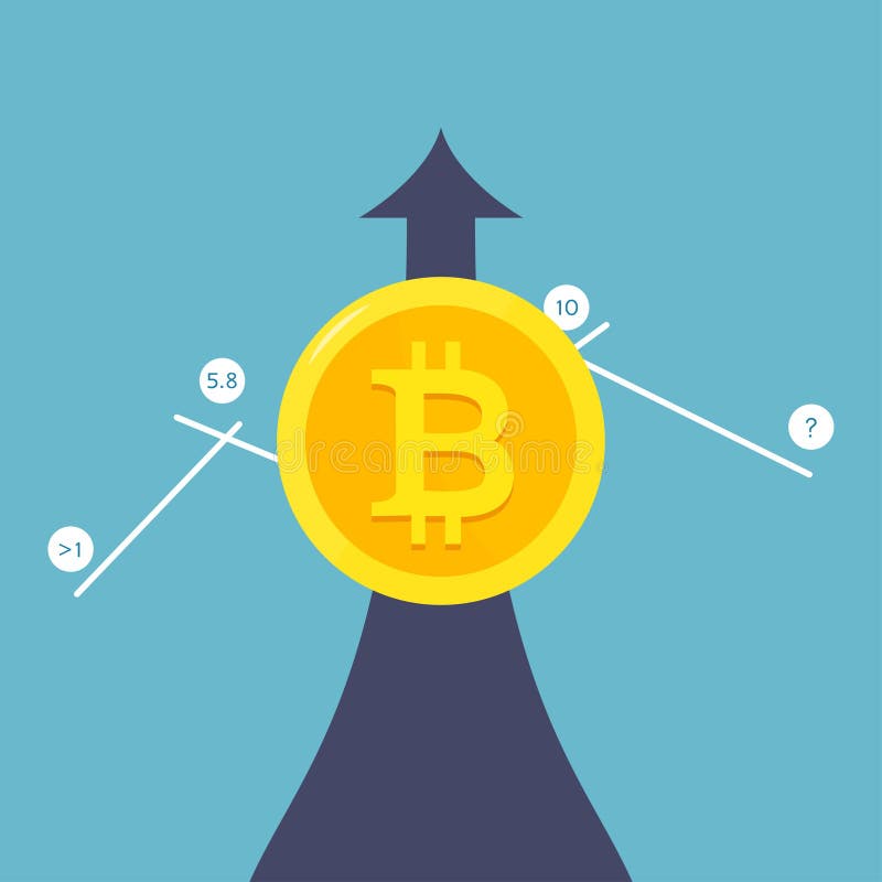 Концепция роста Bitcoin Иллюстрация дохода Bitcoin Стога золотых монеток любят диаграмма дохода с bitcoin Iso иллюстрации вектора бесплатная иллюстрация