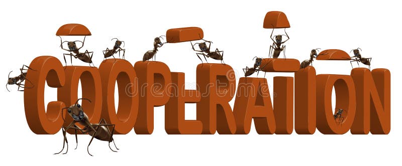 Ants building red word cooperation concept for teamwork or business team spirit togetherness creativity and strategy for success with one leader in front,isolated on white cooperate and succeed in business or in life. Ants building red word cooperation concept for teamwork or business team spirit togetherness creativity and strategy for success with one leader in front,isolated on white cooperate and succeed in business or in life