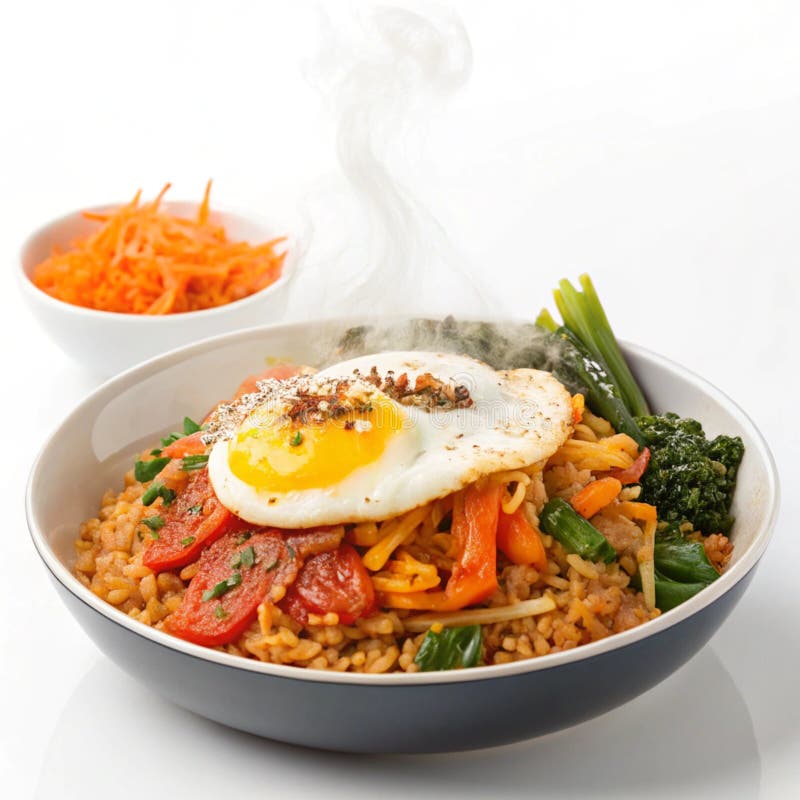 Корейский Kimchi Фрид Райс изолирован на белом фоне иллюстрация штока