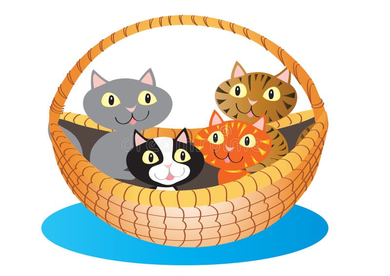 Корзина милых котят бесплатная иллюстрация Корзина милых котят бесплатная иллюстрация