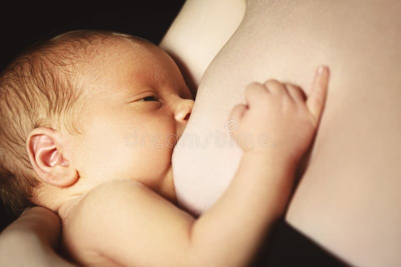 Кормить грудью мать подает newborn младенец с грудью стоковое изображение rf