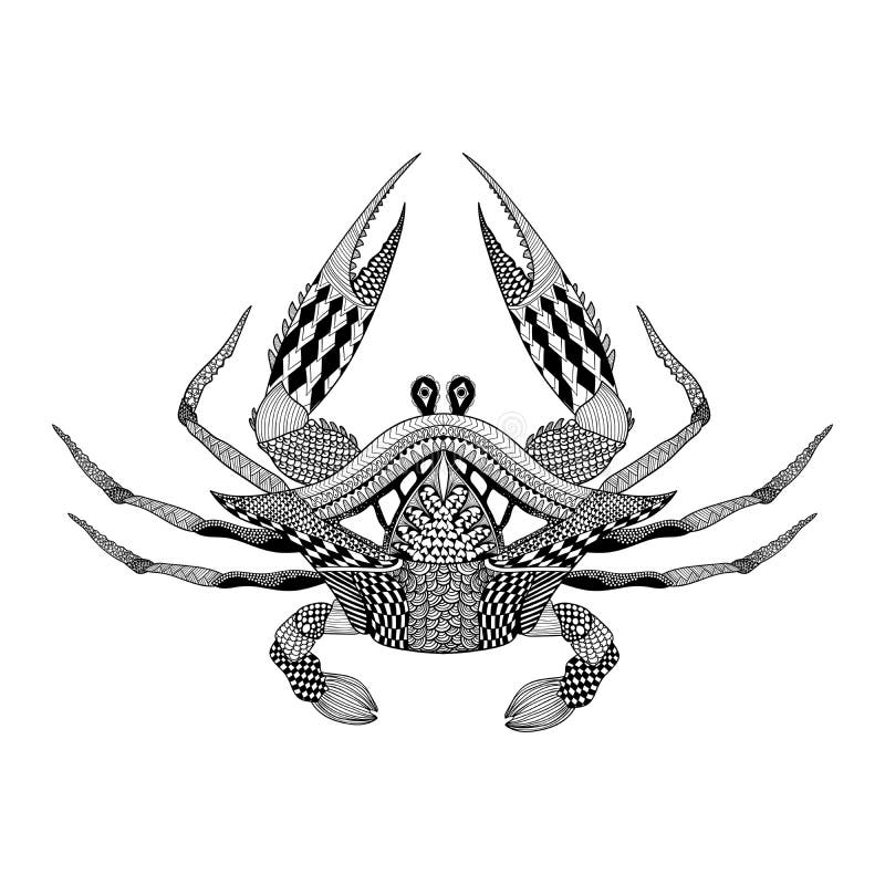 Король Krab Zentangle стилизованный Нарисованный рукой выгравированный год сбора винограда boho иллюстрация вектора Король Krab Zentangle стилизованный Нарисованный рукой выгравированный год сбора винограда boho иллюстрация вектора
