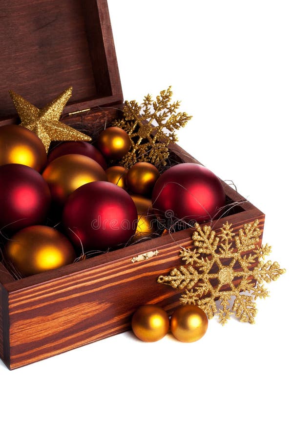 Коробка с baubles рождества стоковая фотография Коробка с baubles рождества стоковая фотография