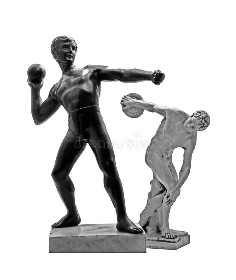Statuettes of discus thrower (diskobolos) and shot putter (unknown figure). Statuettes of discus thrower (diskobolos) and shot putter (unknown figure).