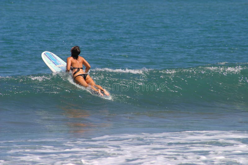 Коста полоща женщину surfboard rica стоковые изображения rf Коста полоща женщину surfboard rica стоковые изображения rf