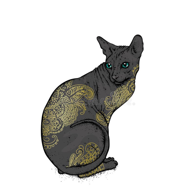 Кот Sphynx покрашенный с искусством тела картин также вектор иллюстрации притяжки corel иллюстрация вектора Кот Sphynx покрашенный с искусством тела картин также вектор иллюстрации притяжки corel иллюстрация вектора