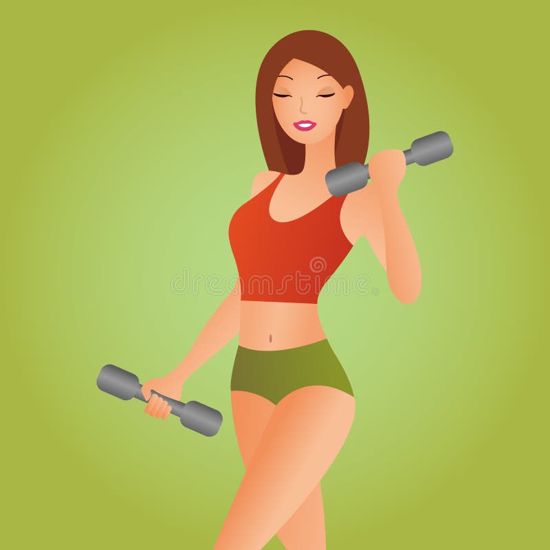 Красивая женщина фитнеса с поднимаясь гантелями Sporty девушка показывая ее вышколенное тело Хорошо отработанные мышцы мимо бесплатная иллюстрация Красивая женщина фитнеса с поднимаясь гантелями Sporty девушка показывая ее вышколенное тело Хорошо отработанные мышцы мимо бесплатная иллюстрация