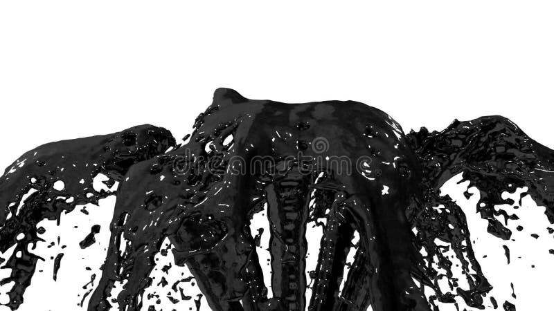 Красивая жидкость черноты фонтана как выплеск масла, фонтан 3d на белой предпосылке с штейном альфы Много красят потоки иллюстрация вектора Красивая жидкость черноты фонтана как выплеск масла, фонтан 3d на белой предпосылке с штейном альфы Много красят потоки иллюстрация вектора
