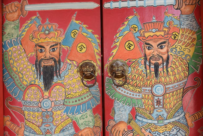Beautiful Chinese warrior wall at temple`s door. Beautiful Chinese warrior wall at temple`s door.
