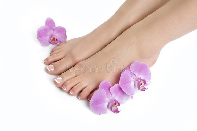 красивейшие французской ноги спы pedicure ногтя стоковое фото rf красивейшие французской ноги спы pedicure ногтя стоковое фото rf