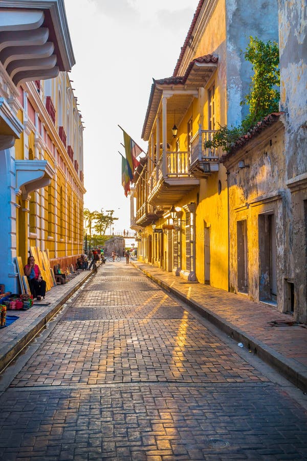 Красивые улицы в Cartagena, Колумбии стоковое фото rf Красивые улицы в Cartagena, Колумбии стоковое фото rf
