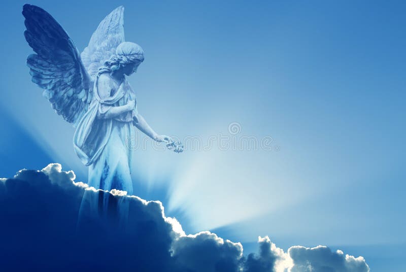 Beautiful angel in heaven with divine rays of light. Beautiful angel in heaven with divine rays of light
