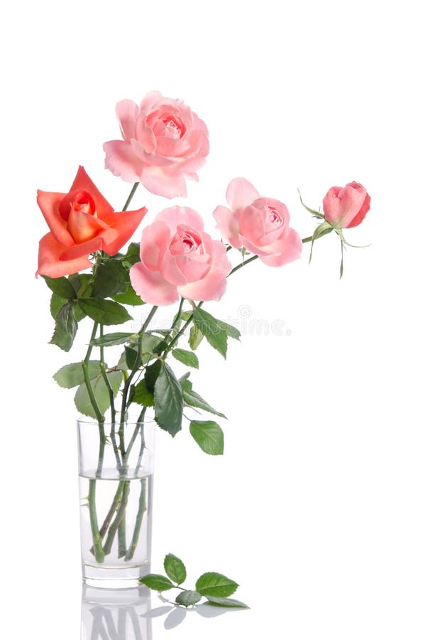 Красивый букет роз в стеклянной вазе Стоковое Изображение - изображение ...