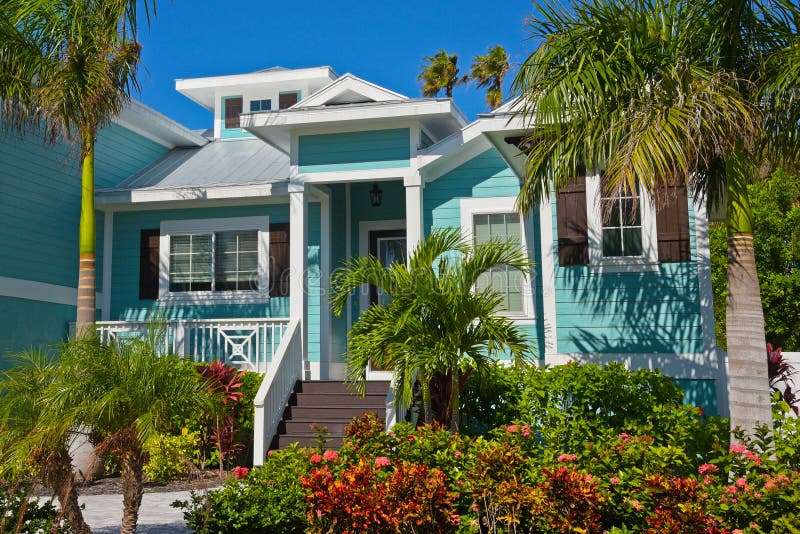 Beautiful New Florida House with Palms Trees and Landscaping. Beautiful New Florida House with Palms Trees and Landscaping