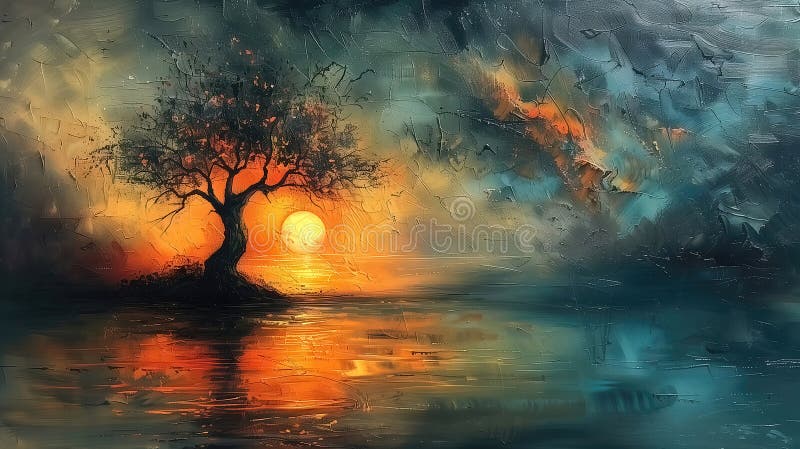 красивый маслом масло картина фантазия фон иллюстрация вектора