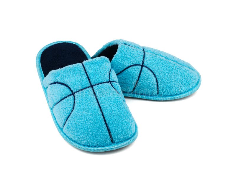 Красивый мягкий дом Slippers синий цвет, изолированный на белом фоне стоковые изображения Красивый мягкий дом Slippers синий цвет, изолированный на белом фоне стоковые изображения