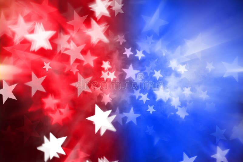 An abstract patriotic american background with red white and blue colors and stars. An abstract patriotic american background with red white and blue colors and stars