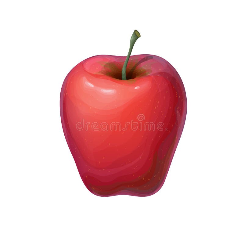 Красная зрелая сочная иллюстрации apple изолированной на белом фоне или. Изображение вкусный яркого красного фруктов. Значок вкусн иллюстрация вектора