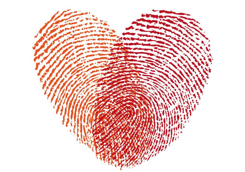 Red fingerprint heart, vector design element for wedding invitation, cards. Red fingerprint heart, vector design element for wedding invitation, cards