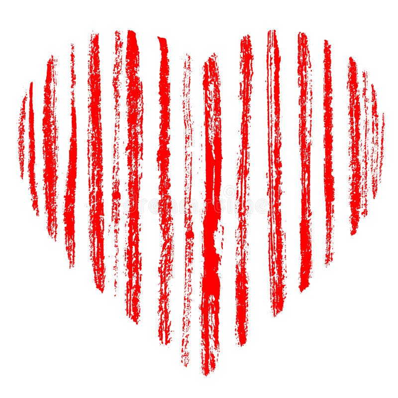 Красной сердце grunge нарисованное рукой striped сделанное ходов щетки Огорченные грубые нашивки шарлаха Символ дня влюбленности иллюстрация штока Красной сердце grunge нарисованное рукой striped сделанное ходов щетки Огорченные грубые нашивки шарлаха Символ дня влюбленности иллюстрация штока