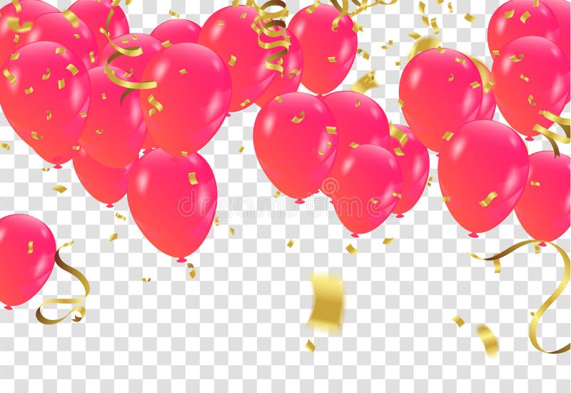 Красные белые воздушные шары, шаблон дизайна концепции confetti на transp иллюстрация штока Красные белые воздушные шары, шаблон дизайна концепции confetti на transp иллюстрация штока