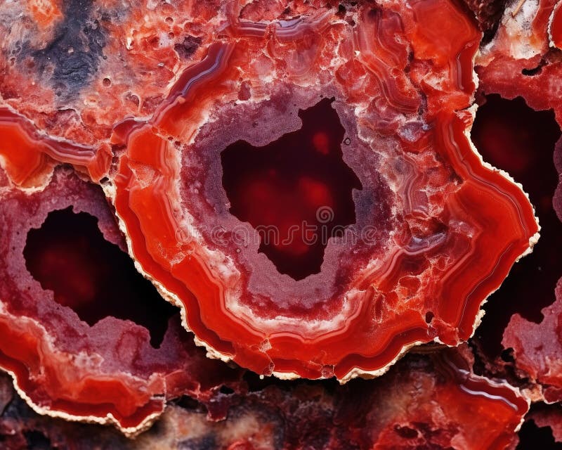 красные текстуры геоды фона gemstone поперечный сечение. иллюстрация штока