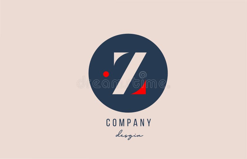 Красный дизайн логотипа иконы буквы алфавита точки z синим кругом для компании и бизнеса