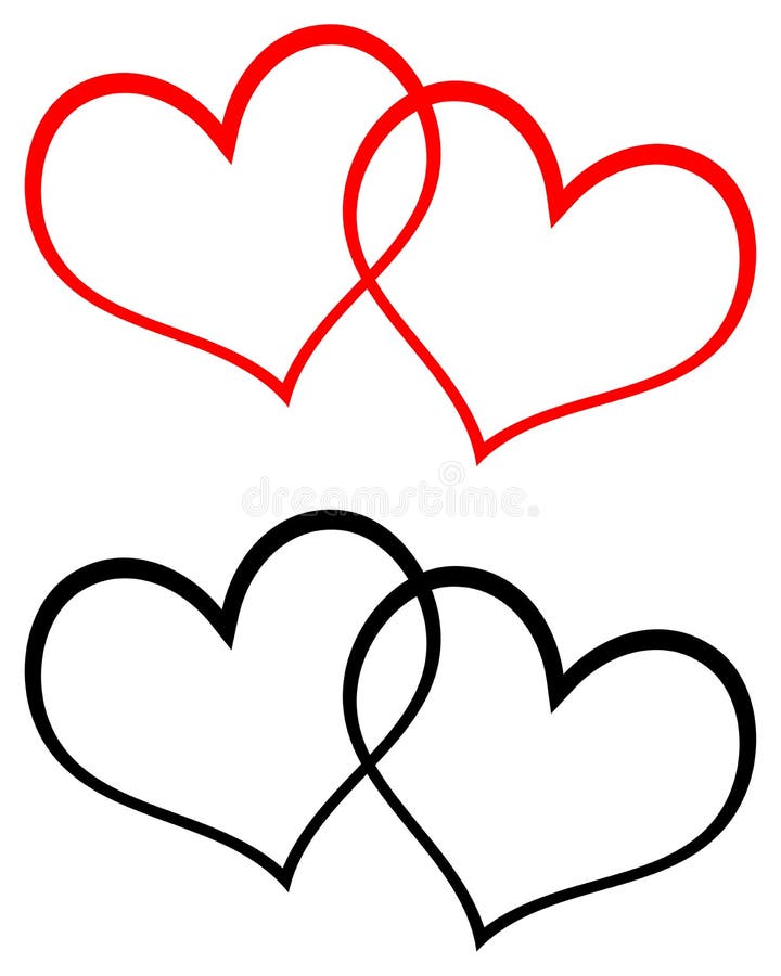 Simple illustration of red and black two hearts clip art on white background. Simple illustration of red and black two hearts clip art on white background