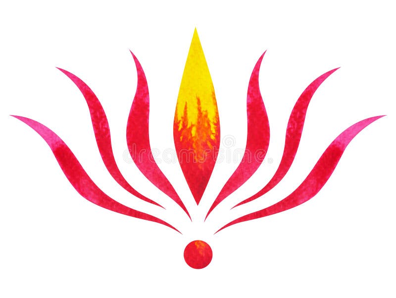 Красный цвет концепции символа chakra, цветет флористические лист, картина акварели иллюстрация вектора Красный цвет концепции символа chakra, цветет флористические лист, картина акварели иллюстрация вектора