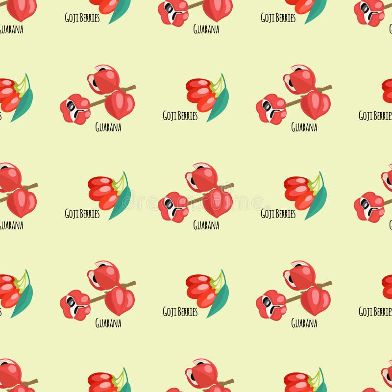 Красный цвет предпосылки картины guarana ягод Goji безшовный приносить диетическая иллюстрация вектора еды энергии чертежа бесплатная иллюстрация Красный цвет предпосылки картины guarana ягод Goji безшовный приносить диетическая иллюстрация вектора еды энергии чертежа бесплатная иллюстрация