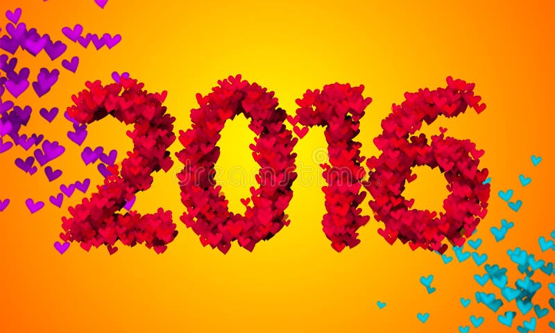 2016 красных частиц 3D влюбленности иллюстрация штока 2016 красных частиц 3D влюбленности иллюстрация штока